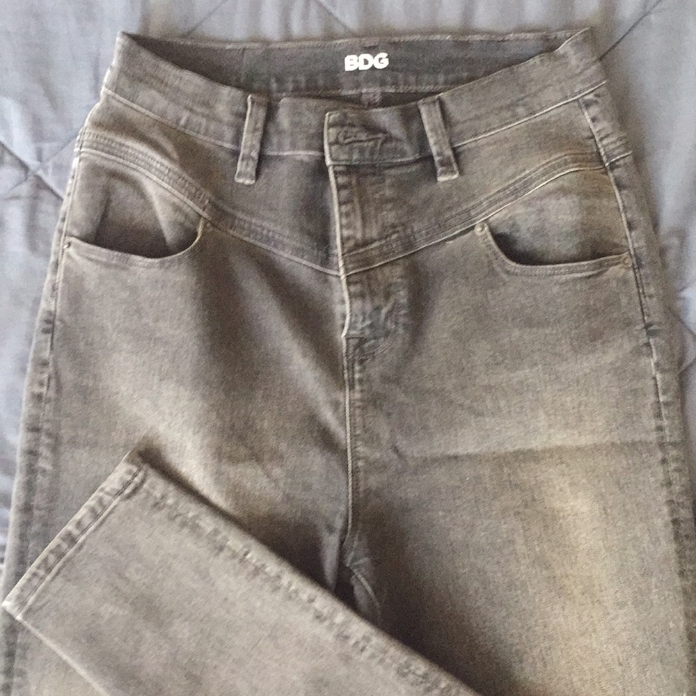 BDG high rise seam jean acid wash black